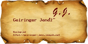 Geiringer Jenő névjegykártya